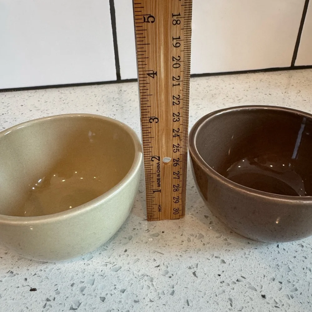 Set of 2 Pottery Barn Brown and Tan Berry Bowls